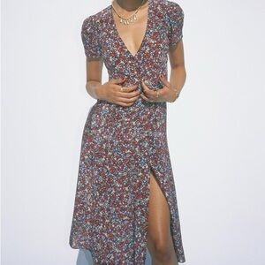 RÉALISATION PAR Teale Wrap Silk Midi Dress, Wildflower, XS